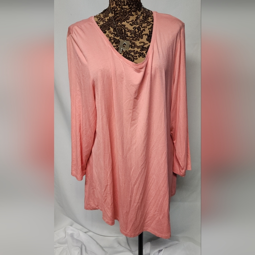 JM Collection Asymmetrical 3/4 Sleeve Relaxed Tunic Top. Sz 3x